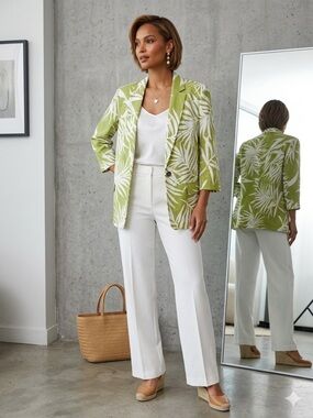 NWT NYCC Linen Blend Tropical Costal Resort Chic Blazer Size Medium.